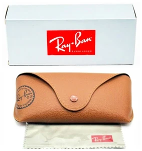 Ray Ban Leather Soft Sunglass Glasses Case Pouch Cleaning Cloth & Box Brown - Picture 1 of 4