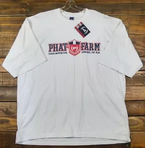 T-shirt bianca manica corta grafica PHAT FARM nuova vintage anni 90 taglia 2XL XXL - Foto 1 di 8