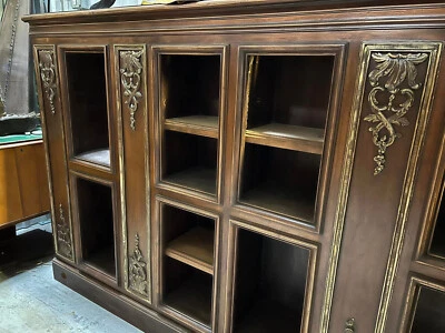Antique Bookcase, French, Napoleon III, Open Shelf, Walnut, App. 8'4" L., 1800s! - Image 1 of 4