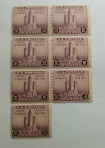 U.S - 1933 - SCOTT #729 - BLOCK OF 7 STAMPS - 3 CENTS - MNH - - Picture 1 of 1