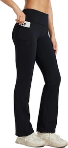 Women'S Fleece Lined Pants Yoga Bootcut Thermal Winter Pants High Waisted Flare - Picture 1 of 6