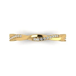 0.16 ct Zirconia Diamond Wedding Band for Women | 14K Yellow Gold Eternity Ring - Picture 1 of 5