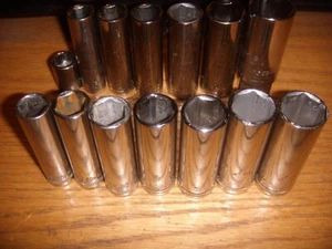 14 PCS DURALAST 3/8"DR NEW 6 POINT METRIC /SAE/ DEEPWELL SEE BELOW FOR SIZES - Picture 1 of 1