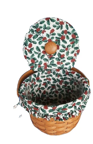 Longaberger 1995 Caroling Basket Lid Liner Protector Holly Christmas Cover