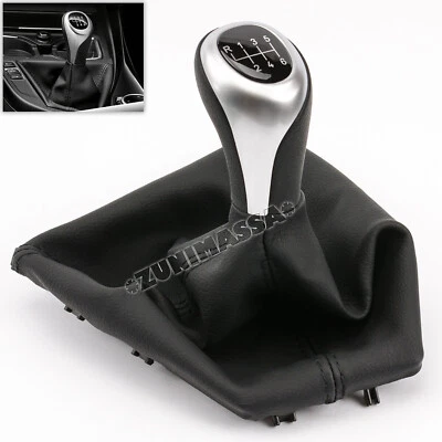 per BMW F30 F31 F32 F34 POMELLO LEVA DEL CAMBIO 6 MARCE PELLE MANOPOLA CUFFIA - Immagine 1 di 4