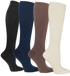 Sugar Free Sox Womens Compression Socks (15-20 mmHg) Black/Navy/Brown/Pearl