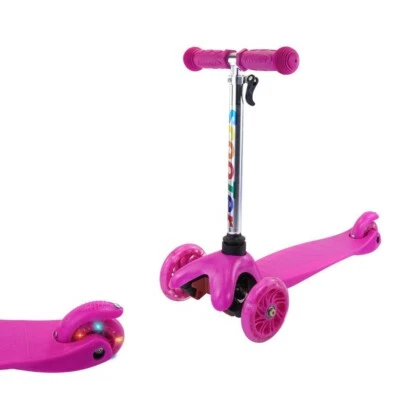 MONOPATTINO BAMBINI 3 RUOTE CON MANUBRIO REGOLABILE E RUOTE LUMINOSE ROSA - Immagine 1 di 2