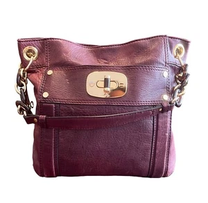Milly burgunderrote Leder-Schultertasche mit Kettenriemen 15" x 12" x 5" E - Bild 1 von 14