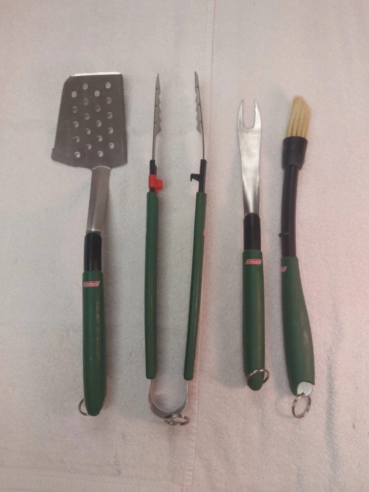 Vintage Coleman BBQ Grill Tools/Set Green Camping Camper Quality Clean VGC F-S - Image 1 of 4