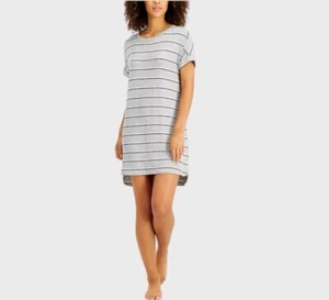 ALFANI Damen Nachthemd ultraweich gestreift Medium meliert grau Pyjama Schlafanzug - Bild 1 von 21