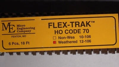 Micro- Engineering Flex Track 12-106 HO-SCALE Code 70 WEATHERED 6 pcs 18 ft. - Image 1 of 4