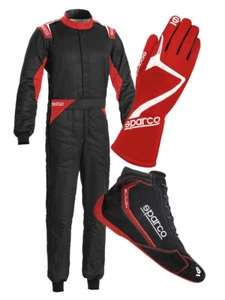 SPARCO Sprint SET Suit Shoes Gloves Pack Rally Racing FIA Black/Red XS-XXL - Picture 1 of 1