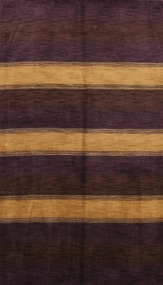 Striped Oriental Area Rug 5x8 Hand-knotted Wool Modern Style for Any Room - Image 1 of 4