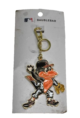 Baltimore Orioles BaubleBar Mascot Bag Enameled Keychain Gold MLB Licensed - Image 1 of 4
