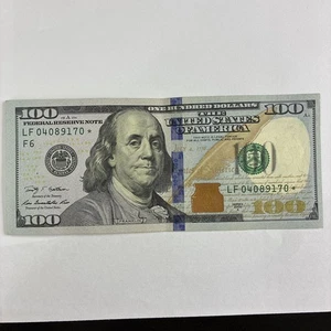 $100 bill (One Hundred Dollar Bill) - Star Note - LF 04089170 Low Serial Number - Picture 1 of 2