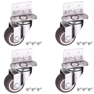 4 Pcs 1 Inch Side Mounting Casters, TPE Swivel Plated Caster Wheels, L- Shape... - Picture 1 of 7