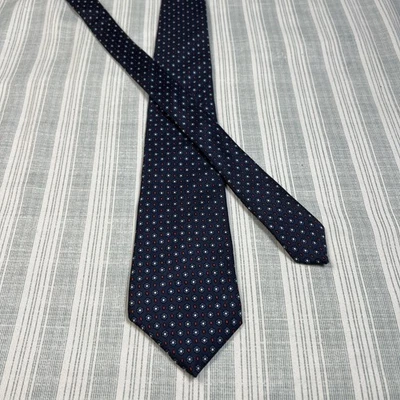 Corbata de Colección Hardy Amies Londres Azul Cuello #0314 Lunares Ajustados Flores Seda Foto 1 de 4