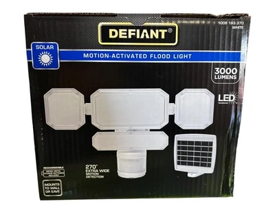 270° White Motion Sensor Solar Powered Outdoor 4-Head LED Security Flood Light - Image 1 of 3