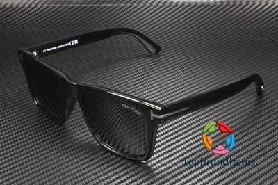 TOM FORD Buckley-02 FT0906 N 01A Shiny Black Smoke 56 mm Men's Sunglasses - Image 1 of 4