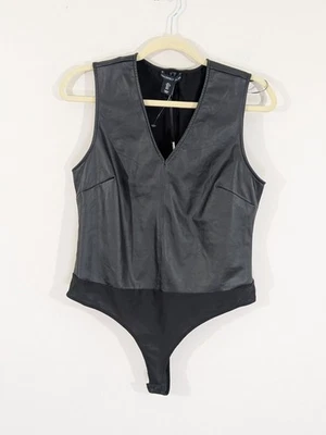 Nuevo con etiquetas Body Sincerely Jules para mujer talla L negro imitación cuero camiseta sin mangas Foto 1 de 4