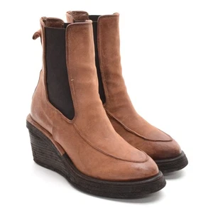 Ladies A.S.98 The Tempy Wedge Heeled Chelsea Boots 39 / 8.5 Cognac Leather Shoes - Picture 1 of 8