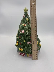 Vintage 10 Inch Holiday Christmas Tree Cookie Jar - Picture 1 of 12