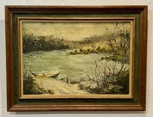 Original JOYCE CURTIS Oil Painting Lake Whitney Texas Landscape on Board FRAMED - Picture 1 of 15