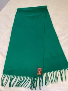 Vintage Cashmere Scarf Green Fringe Made in West Germany - Picture 1 of 2