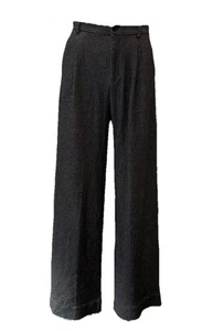 Massimo Dutti  Black / Grey Houndstooth Soft Wide Tailored Trousers XS 8-10 Long - Picture 1 of 22
