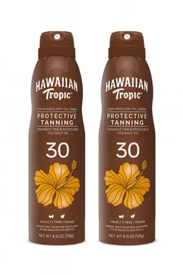 2 HAWAIIAN TROPIC Sunscreen Dry Oil Spray Protective Tan 6oz SPF 15 EXP 02/26 - Image 1 of 3
