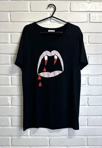 Saint Laurent T-Shirt women's SZ M Vampire print Black ICONIC Hedi Slimane - Picture 1 of 6