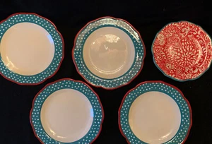 Pioneer Woman “Traveling Vines” (4) Dinner Plates 10.5” & (1) 8” Salad Plate - Picture 1 of 12