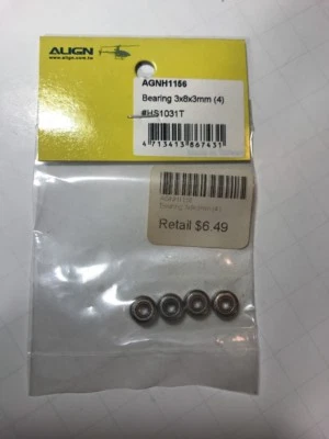 Align RC Piezas Rodamientos ID X OD X W = 3 X 8 X 3 mm (4) HS1031T AGNH1156 Foto 1 de 3