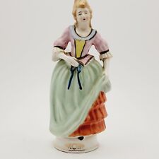 Vtg Rare Colonial Lady Figurine 1949 Wine Green and Gold Accents Occupied Japan