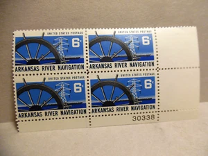SCOTT STAMP # 1358 ARKANSAS RIVER NAVIGATION 6 CENT PLATE BLOCK - MNH - Picture 1 of 1