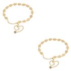  2 PCS Waist Chain Belt Leaf Metal Gold Chains Party Jewelry Bride The