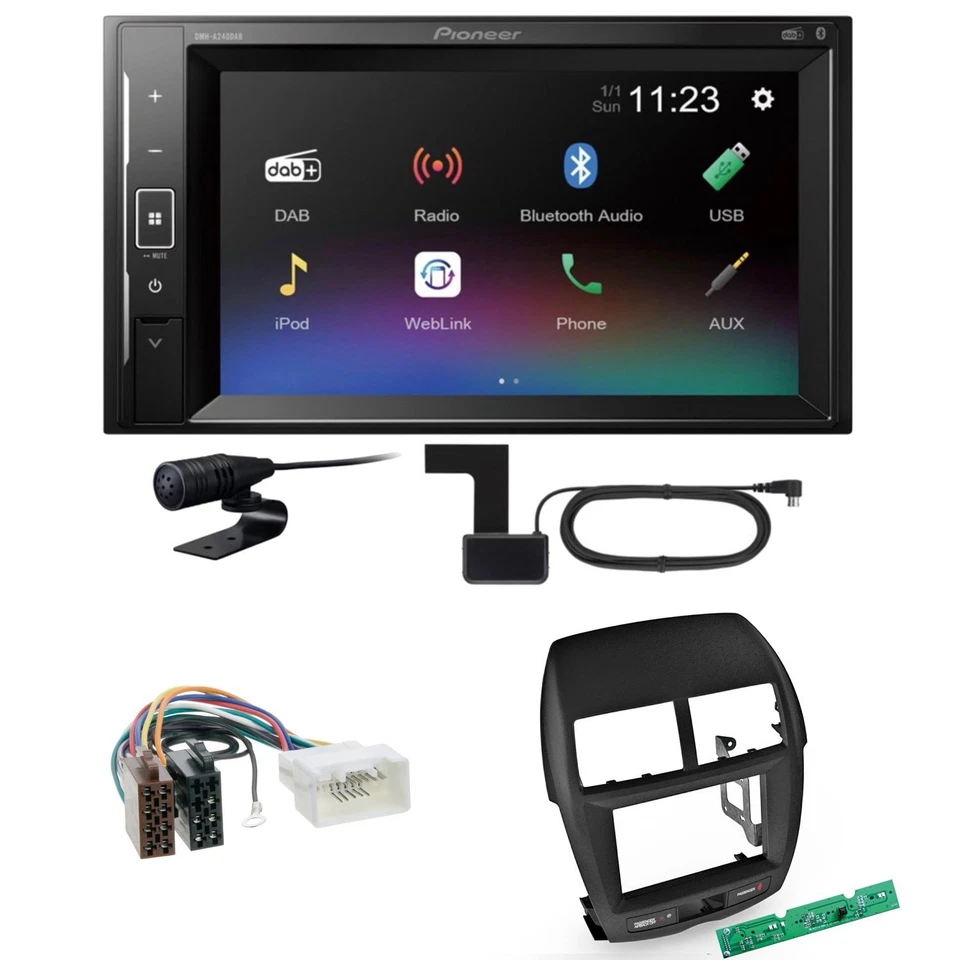 Pioneer DMH-A240DAB Bluetooth DAB+ USB MP3 Einbauset für Mitsubishi ASX bis 2014 - Bild 1 von 1