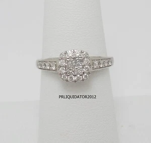 1/2CT Natural Diamond Halo Engagement Wedding Bridal Ring Band 10K White Gold - Picture 1 of 12
