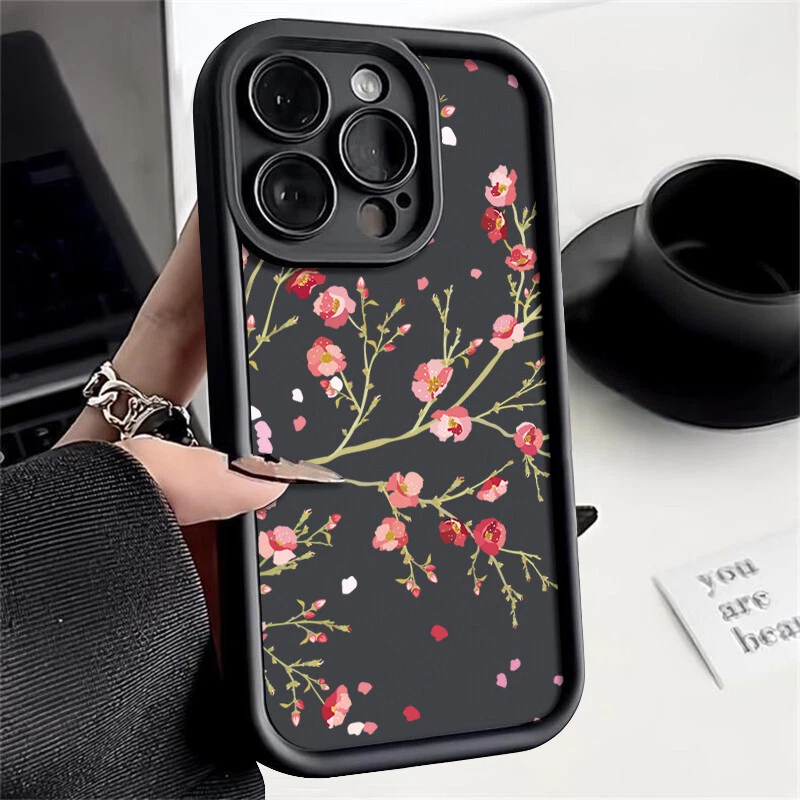 For iPhone 16 15 14 13 12 Pro Max 11 XR 8 Shockproof Flowers Silicone Case Cover - Image 1 of 4