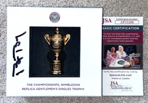 BJORN BORG SIGNED WIMBLEDON REPLICA MINI CHAMPIONSHIP TROPHY BOX US OPEN JSA - Picture 1 of 6