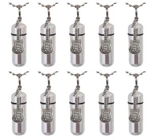 Juego de 10 URNAS DE CREMACIÓN para guitarra eléctrica plateada con bolsas de terciopelo, cadenas, embudo - Imagen 1 de 7