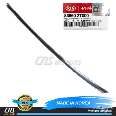Rear Door Frame Molding Chrome RIGHT ⭐GENUINE⭐ for 11-16 Kia Optima 838602T000 - Image 1 of 3