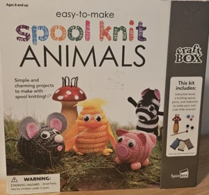 Spice Box Kids Craft Kit Easy-To-Make Spool Knit Animals Mouse Pig Zebra Chick - Picture 1 of 1