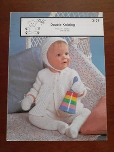 Teddy Wools DK Knitting Pattern No 3137 Pram Set 16-20" Vintage - Picture 1 of 3