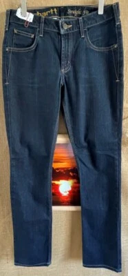 Carhartt Vaqueros Mujer Azul Oscuro Denim 8x30” Recto Regular Elástico Foto 1 de 4