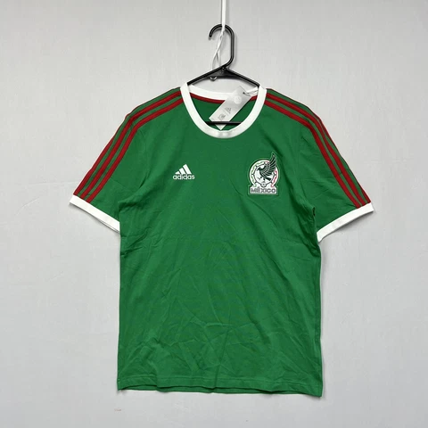 Adidas Mexico Stadium Shirt Men’s Athletic Soccer Green Tee Shirt #438-220 Cover