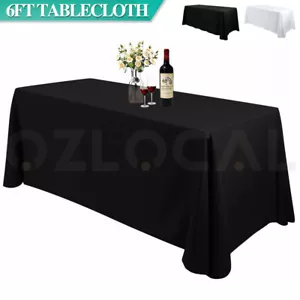 6FT Wedding Table Cloths Rectangle Tablecloths Trestle Market Event Full Fitted - Picture 1 of 15