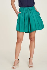 Tranquillo Pantalones Cortos Verde Uni Pierna Ancha Bio Viscosa S22G18 - Imagen 1 de 6