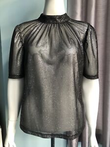 DIVIDED H&M Ladies See Through Short Sleeve Party Top Size 10