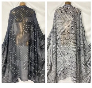 Abito/tessuto artigianale in chiffon liscio nero/bianco damascato/stampe astratte * P&P GRATUITO - Foto 1 di 15